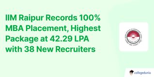 IIM Raipur Records 100% MBA Placement, Highest Package at 42.29 LPA with 38 New Recruiters